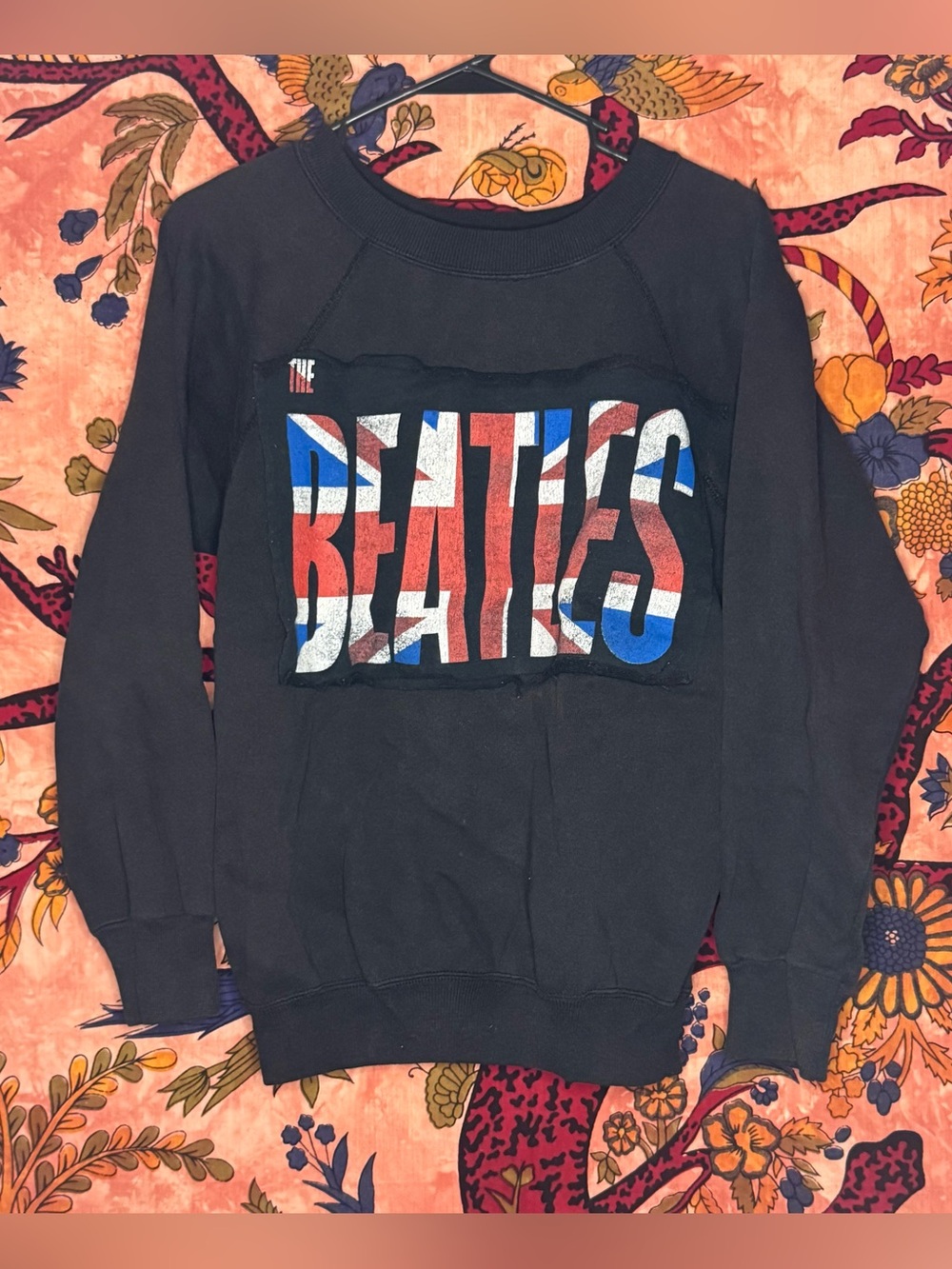The Beatles Black Crewneck Sweatshirt with Union Flag Logo